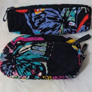 Vera Bradley Black and Multicolor Quilted Cosmetic Bags